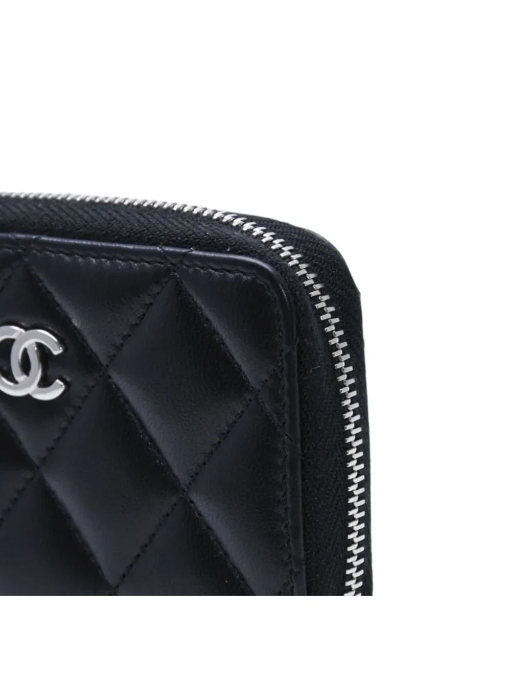Chanel Classic Zip Coin Purse CC Logo Lambskin Black